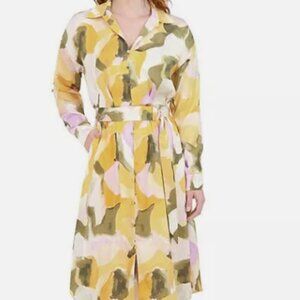 French Connection Women's Long Shirt Dress - Multicolor (Yellow/Green)